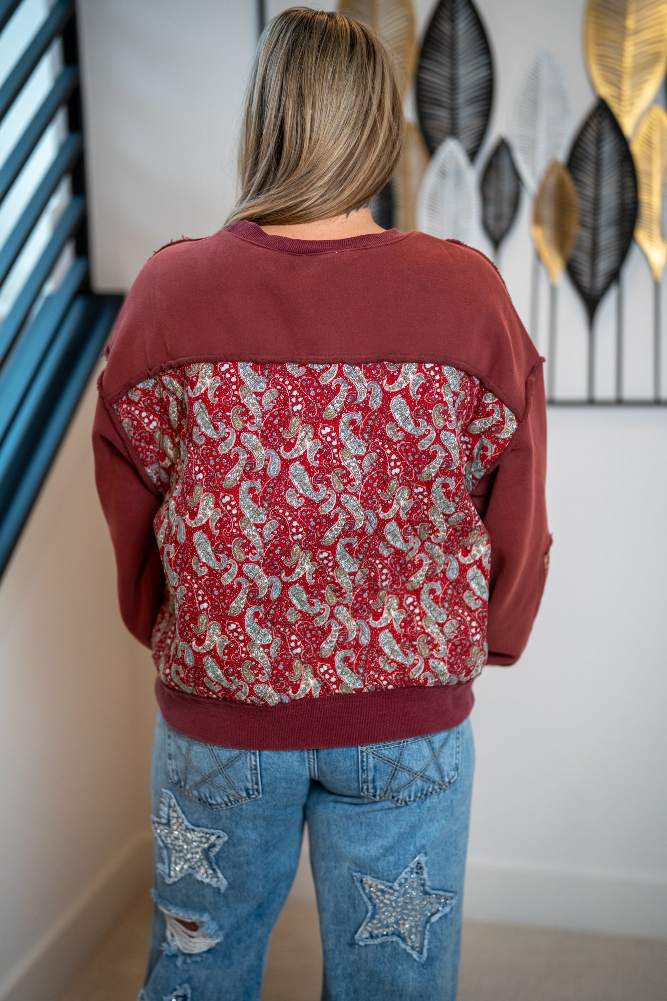 Easel Quilted Print Pullover