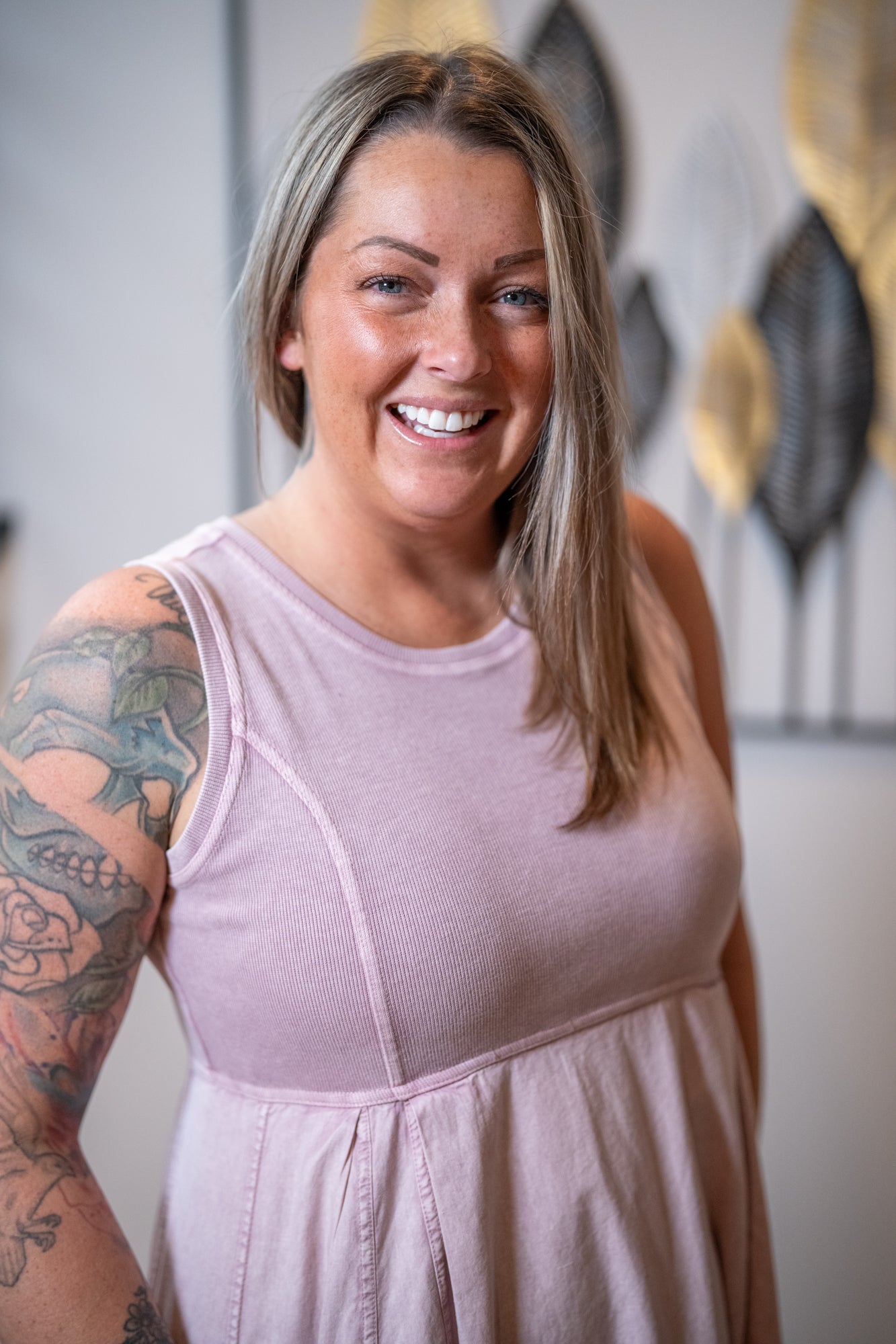 lose up of Easel mauve mineral wash sleeveless maxi dress with ribbed bodice detail