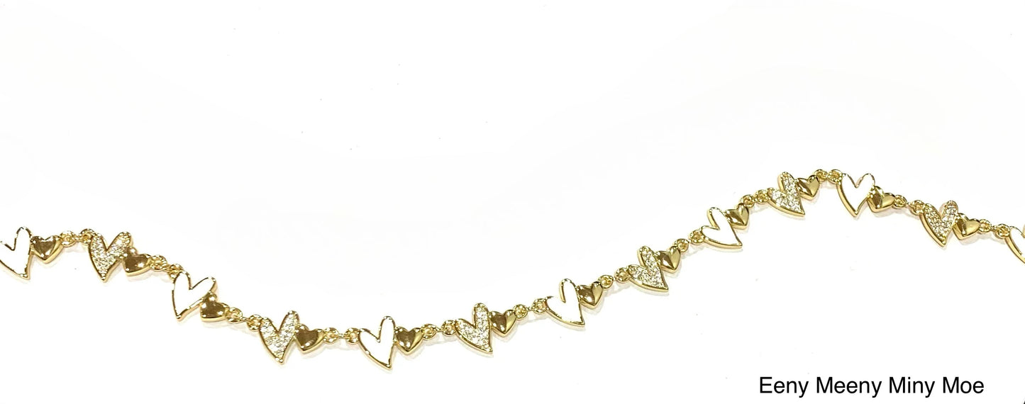 Eeny Meeny Miny Moe - PINK or WHITE - Enamel Heart Necklace - Buttercup Lynne Boutique