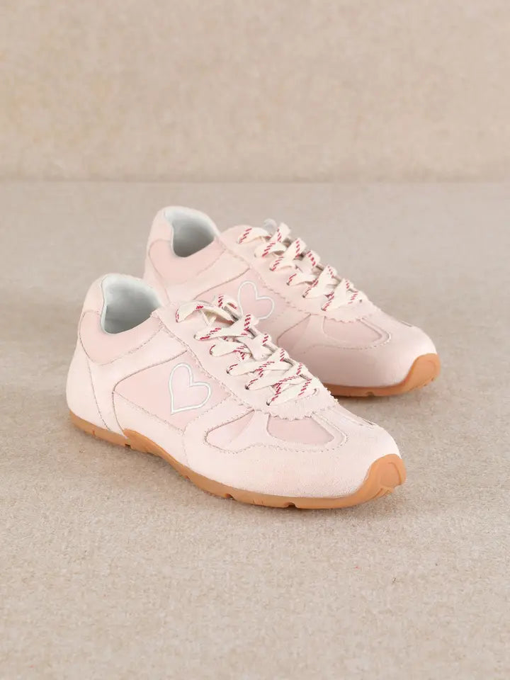 MiiM Emilia Heart Suede Sneaker – Blush Pink