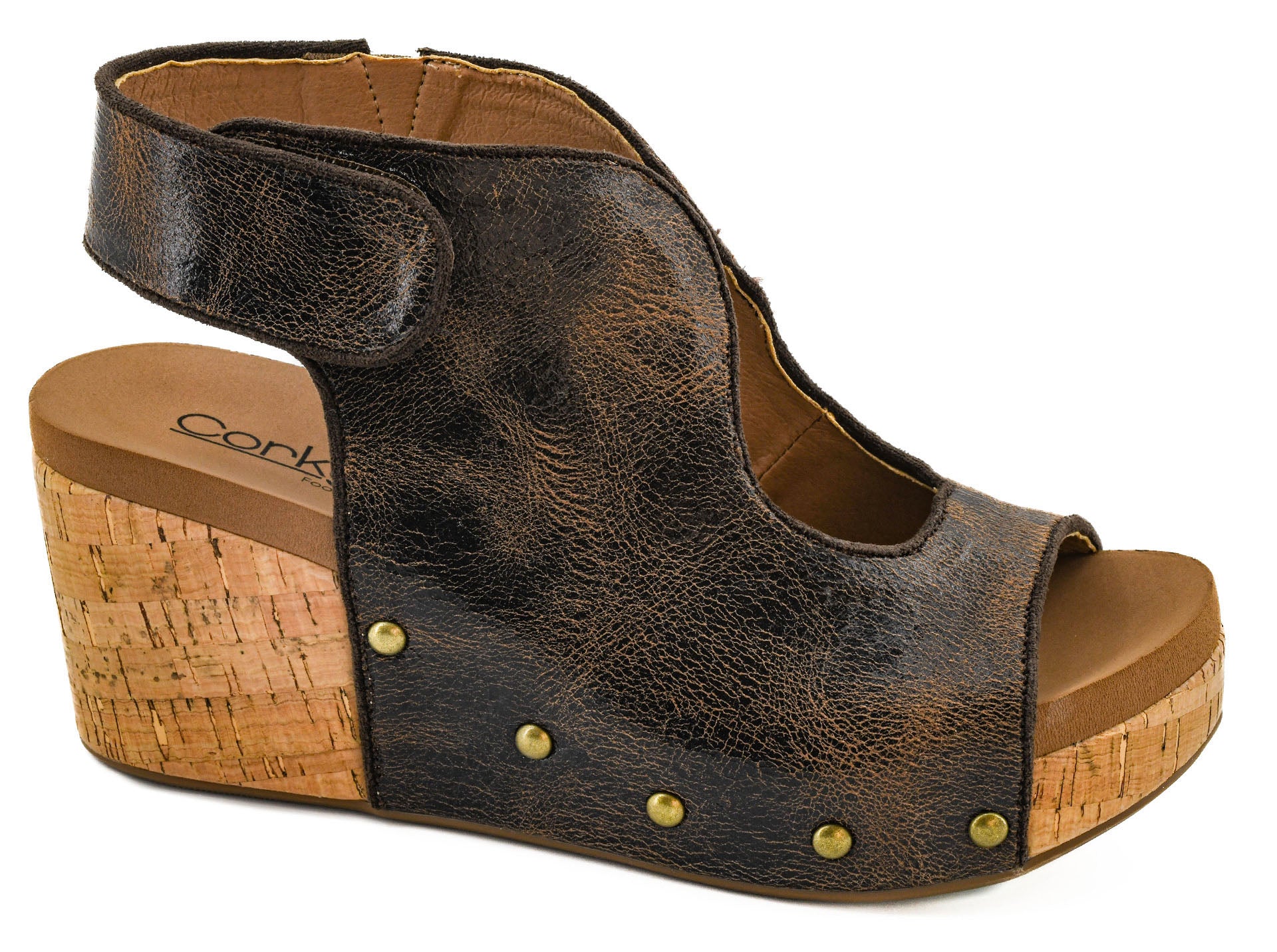 Corkys Frisky Wedge Sandal – Espresso Crinkle - Buttercup Lynne Boutique
