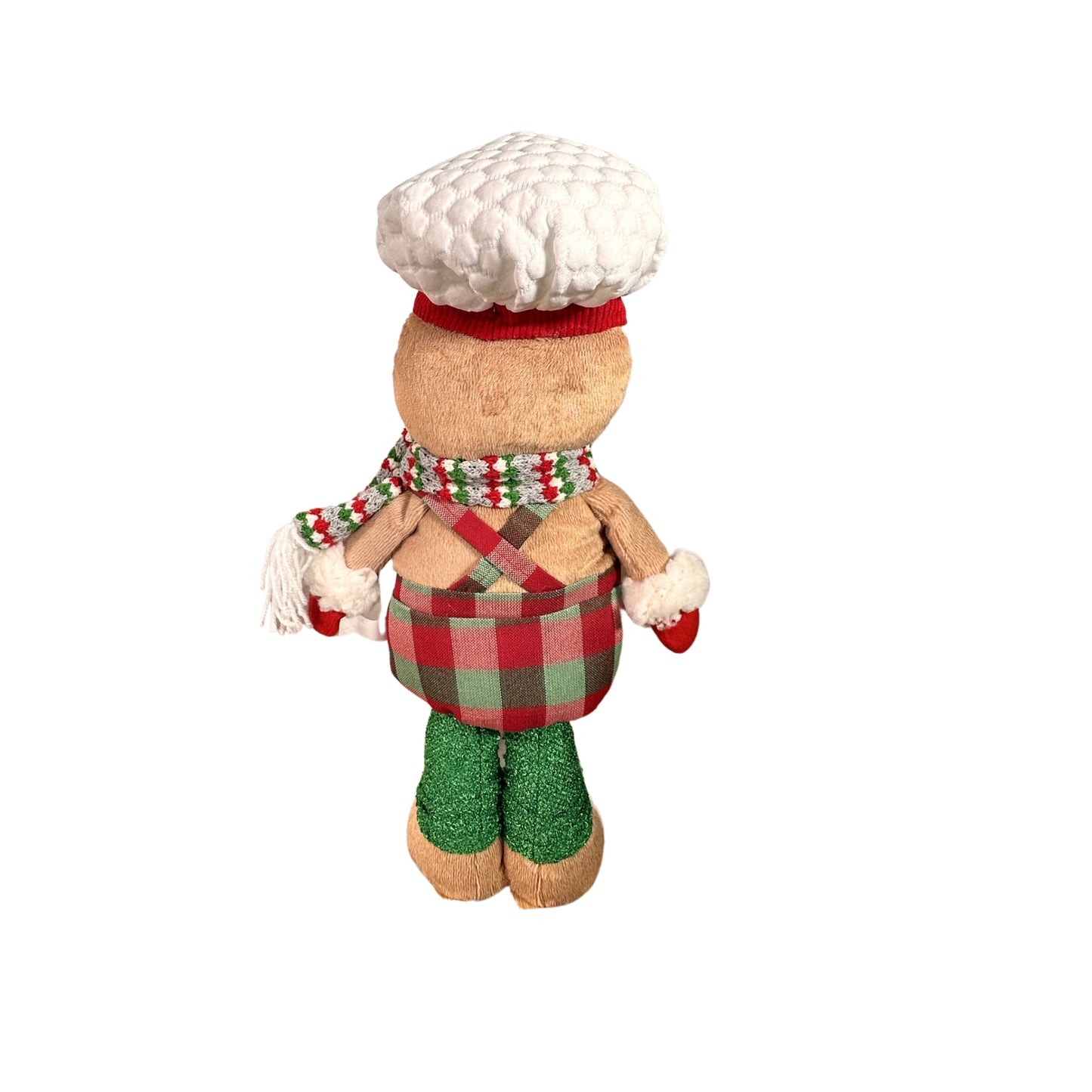 Gingerbread Boy and Girl Plush Set - 18" Baker Boy with Plaid Bottoms and Peppermint Buttons, 22" Girl in Plaid Dress with Adorable Pom Pom Beanie - Buttercup Lynne Boutique