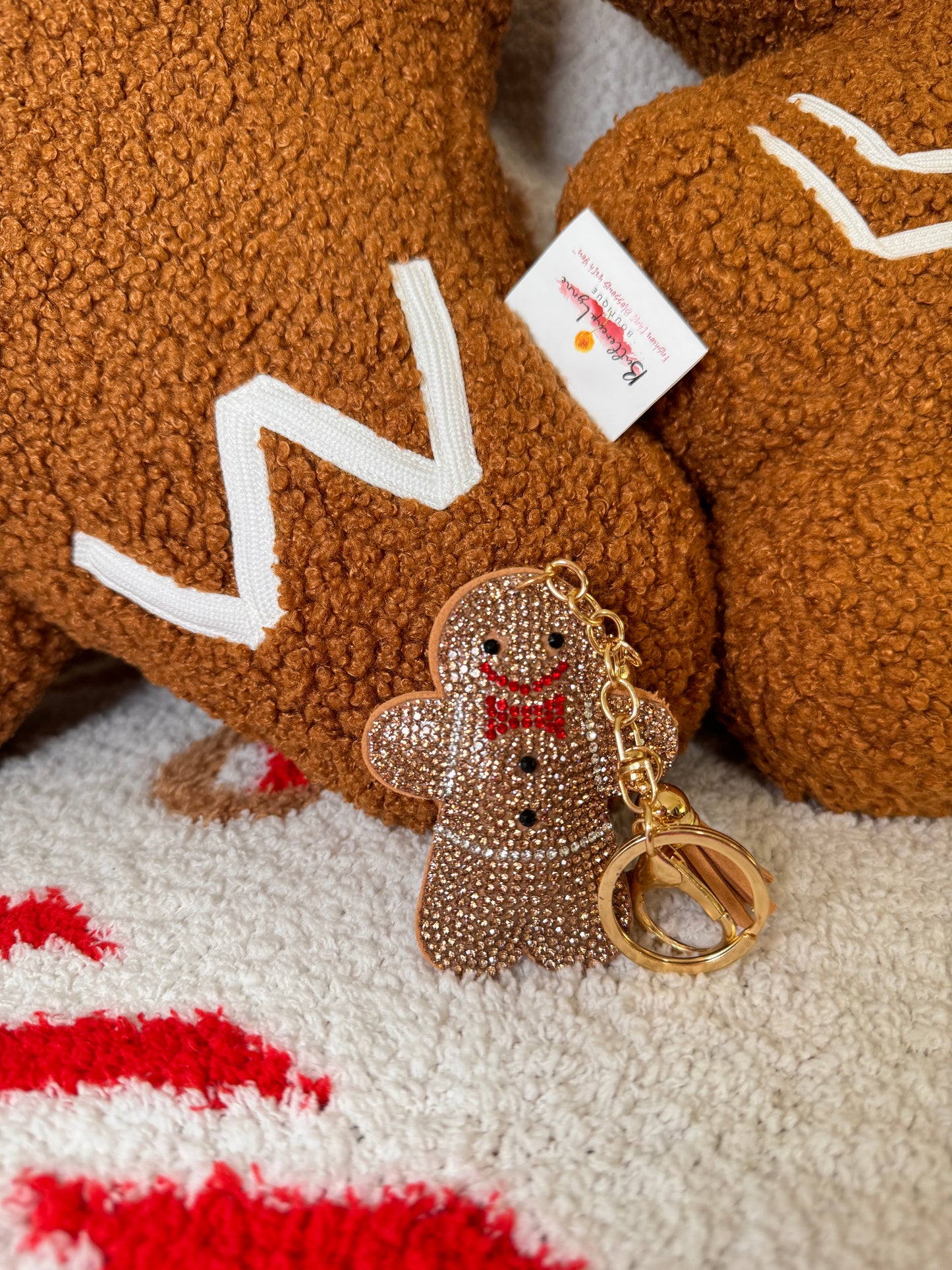 Gingerbread Sparkle Keychain - Buttercup Lynne Boutique