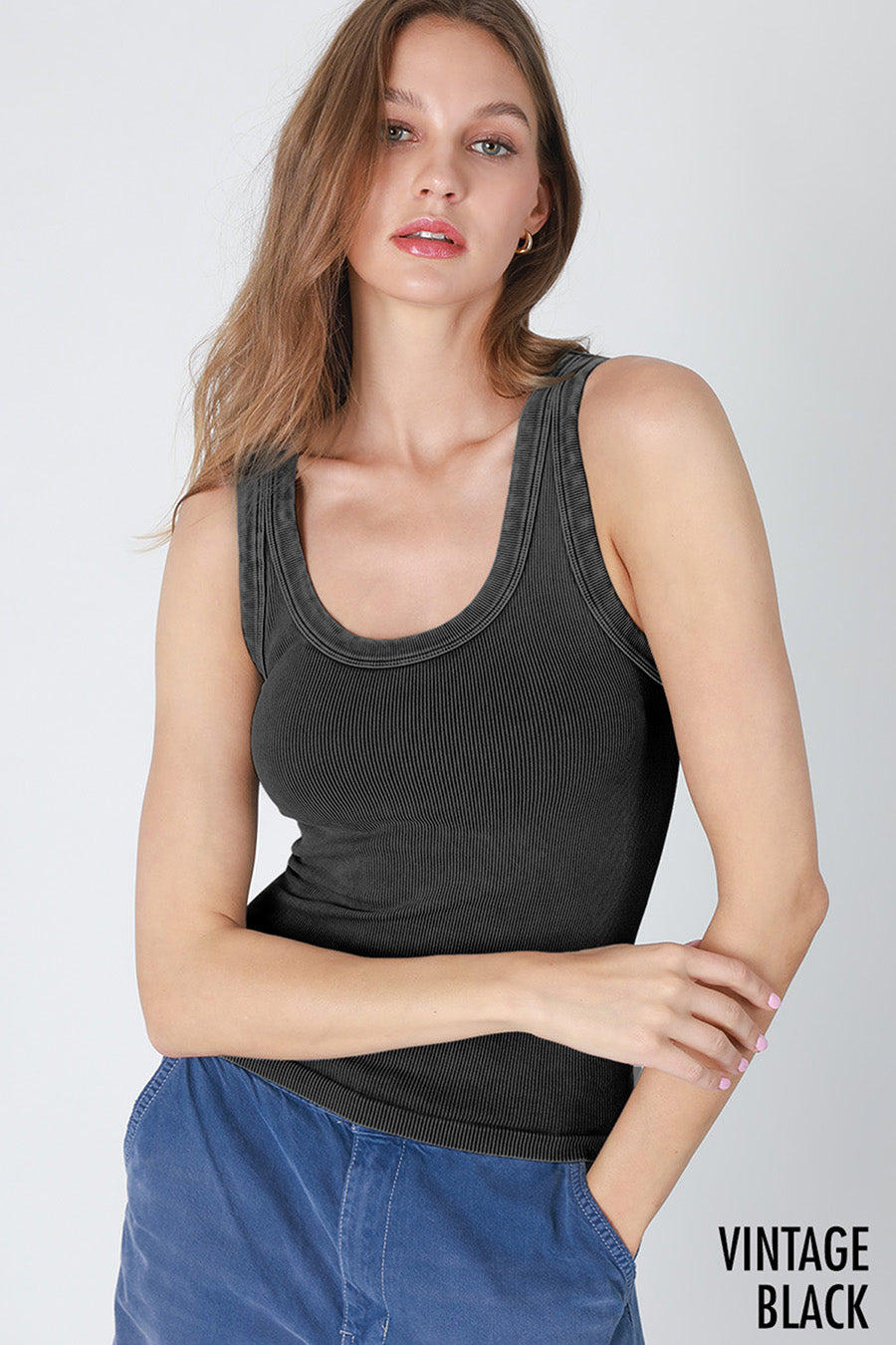 Vintage Reversible Ribbed Tank Top – Scoop or Crew Neck | Nikibiki USA - Buttercup Lynne Boutique