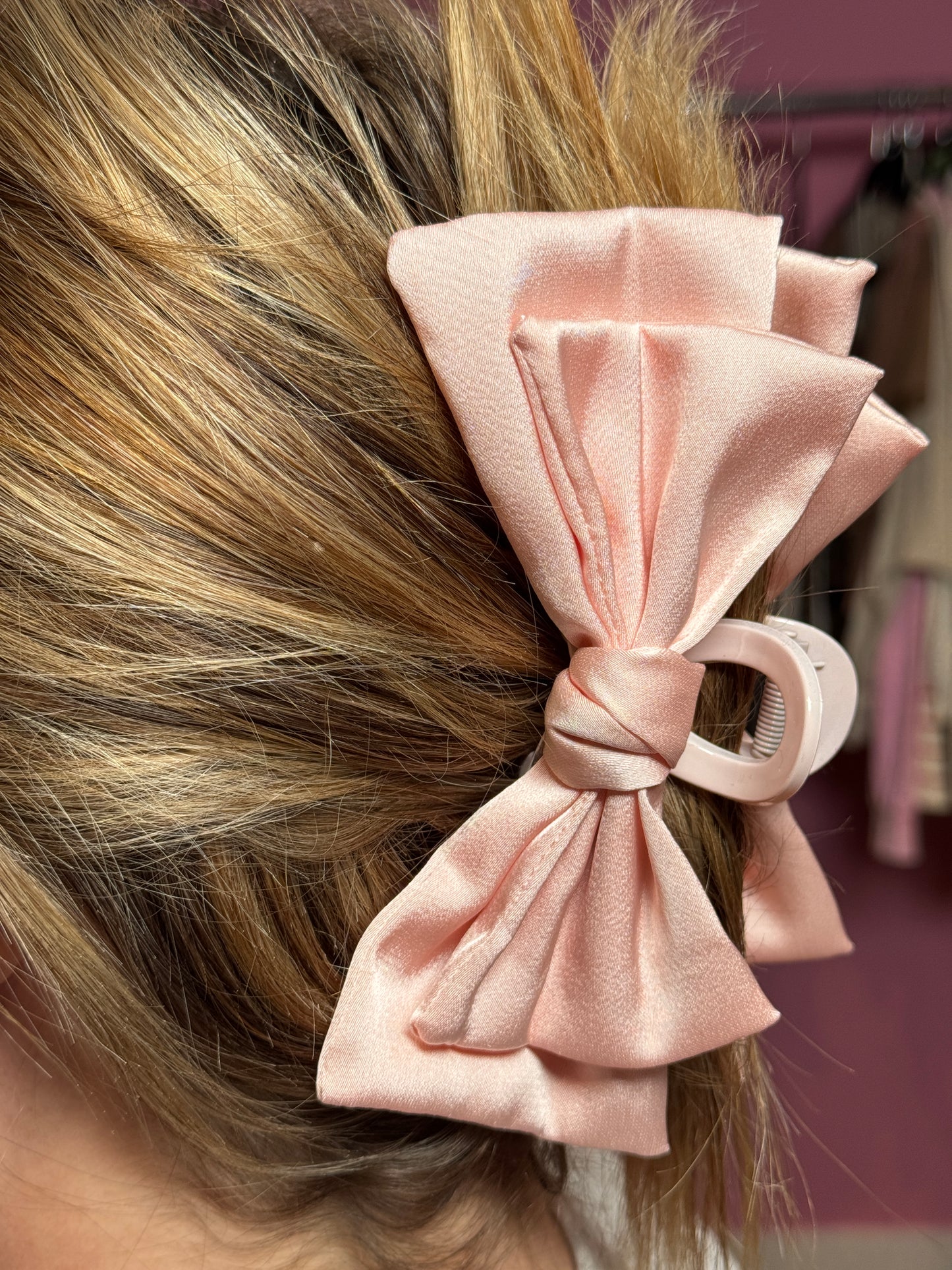 Pink Bow Claw Clip - Buttercup Lynne Boutique