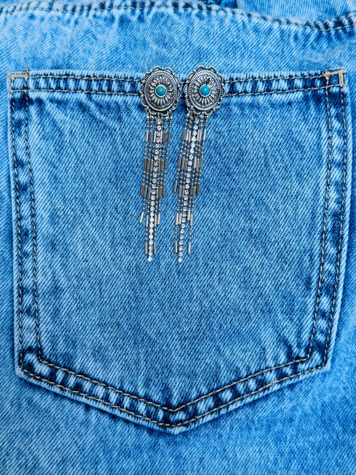 Turquoise Trail Tassel Earrings