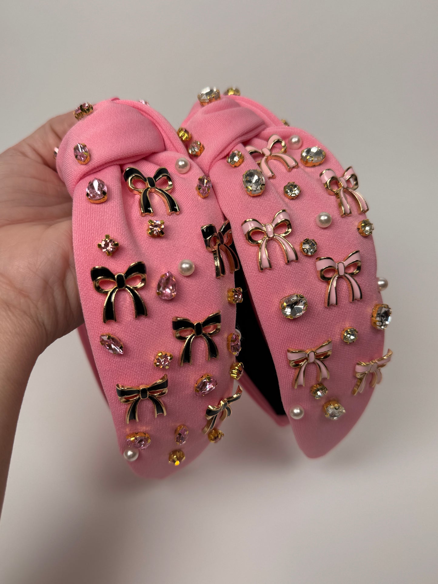 Coquette Crystal Pearl Bow Headband - Buttercup Lynne Boutique