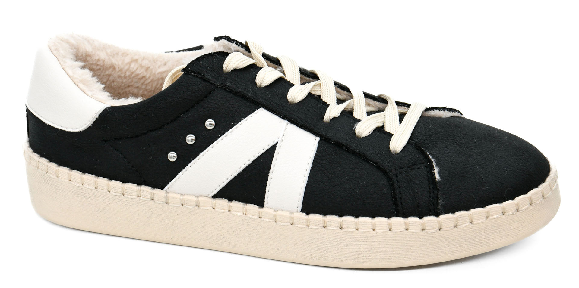 Corkys No Chaser Black Vegan Leather Sneaker with Faux Fur Lining - Buttercup Lynne Boutique