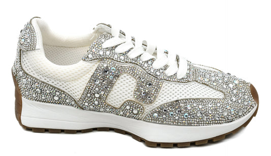 Corkys No Prob Sneaker – White with Clear Rhinestones - Buttercup Lynne Boutique