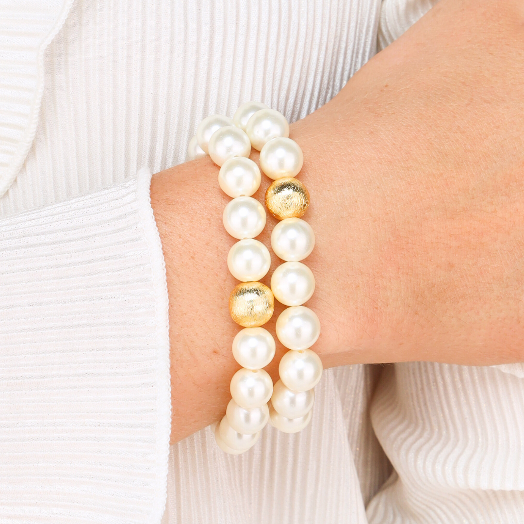 BuDhaGirl White Pearl Mala Beaded Bracelet - Buttercup Lynne Boutique