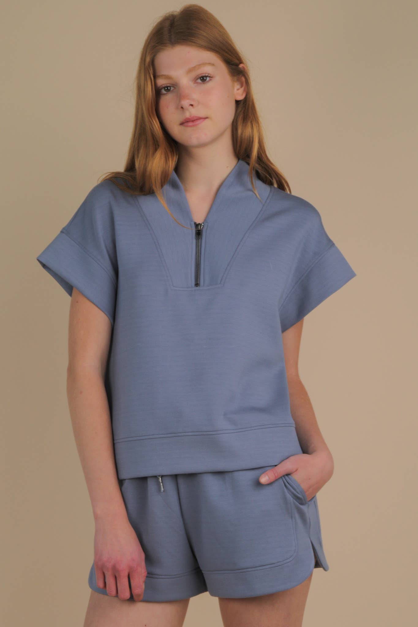 NT12155SET-Comfy Solid Knit Top & Shorts Set - Buttercup Lynne Boutique