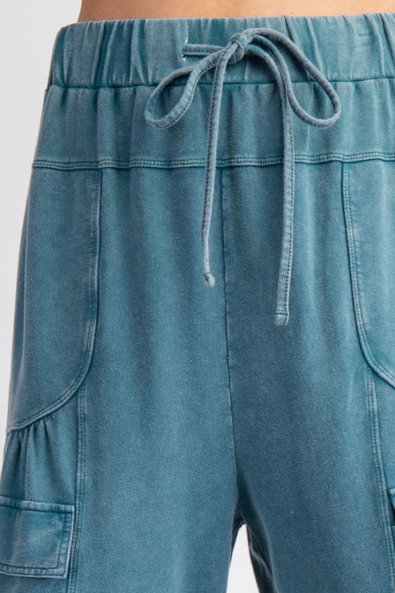 Looking Back Mineral Washed Terry Knit Pants - Buttercup Lynne Boutique