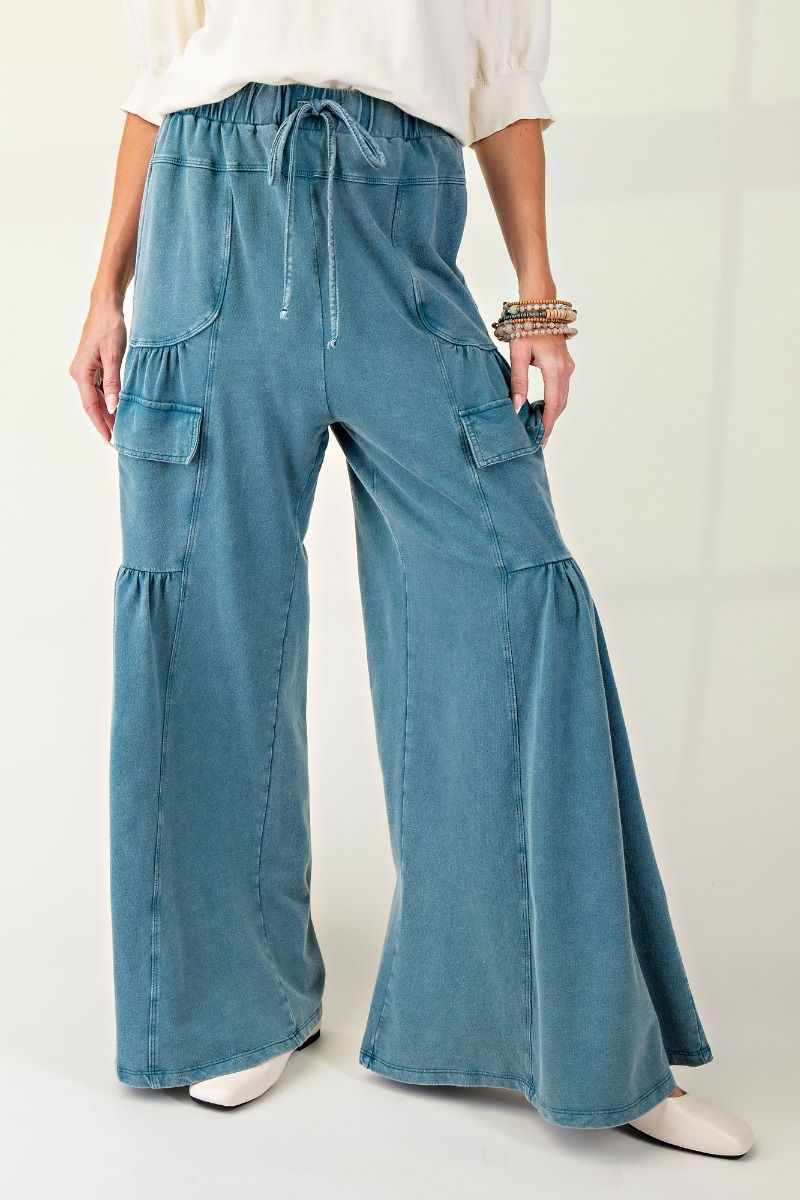 Looking Back Mineral Washed Terry Knit Pants - Buttercup Lynne Boutique