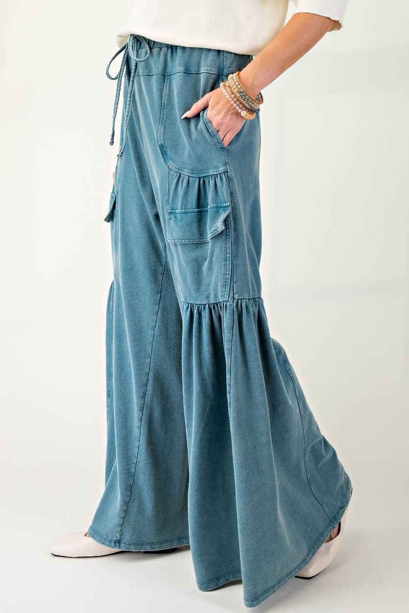 Looking Back Mineral Washed Terry Knit Pants - Buttercup Lynne Boutique
