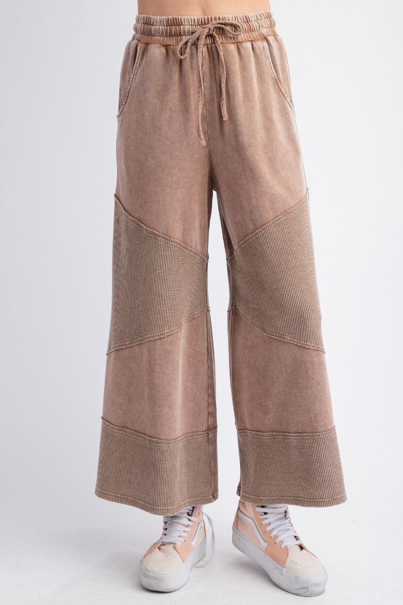 Fresh Finds Washed Thermal Mixed Terry Pants - Buttercup Lynne Boutique