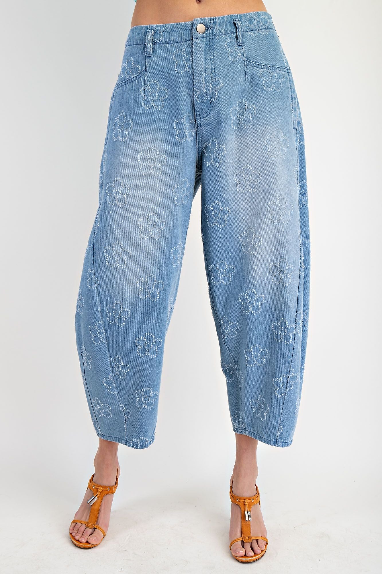 Easel Flower Rush Barrel Pants - Buttercup Lynne Boutique