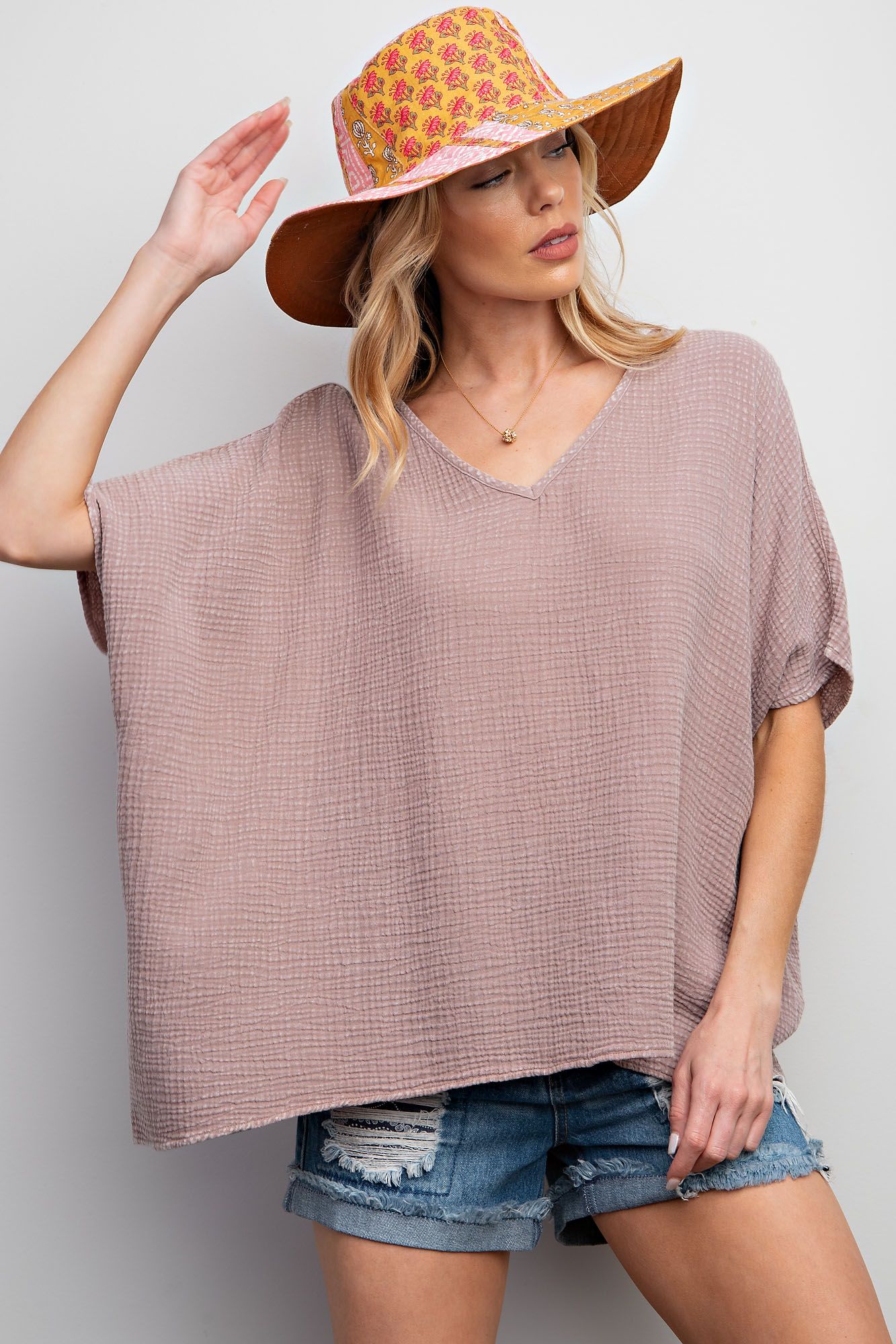 Cotton Gauze Top - Mineral Washed Regular and Plus - Buttercup Lynne Boutique