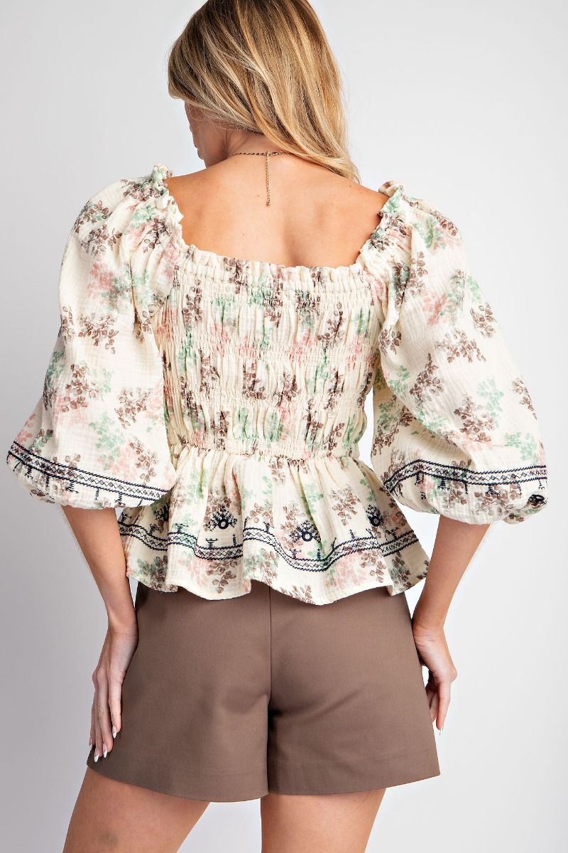 Floral Cotton Gauze Top - Buttercup Lynne Boutique