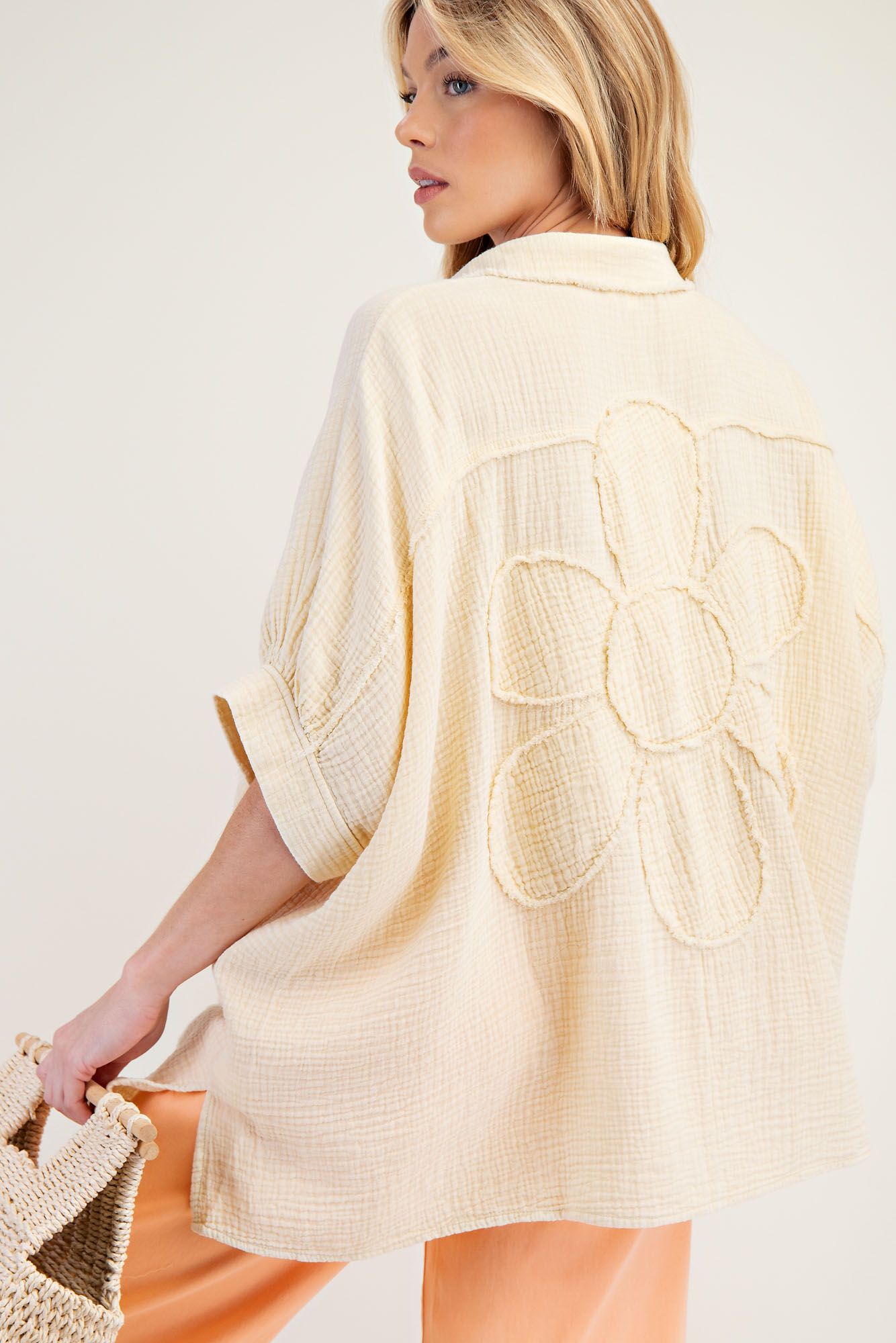 Flower Patch Gauze Shirt - Buttercup Lynne Boutique