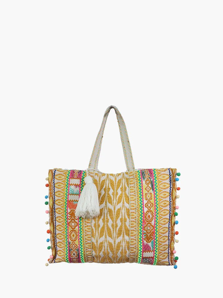 Boho Pom-Pom Tote - Buttercup Lynne Boutique