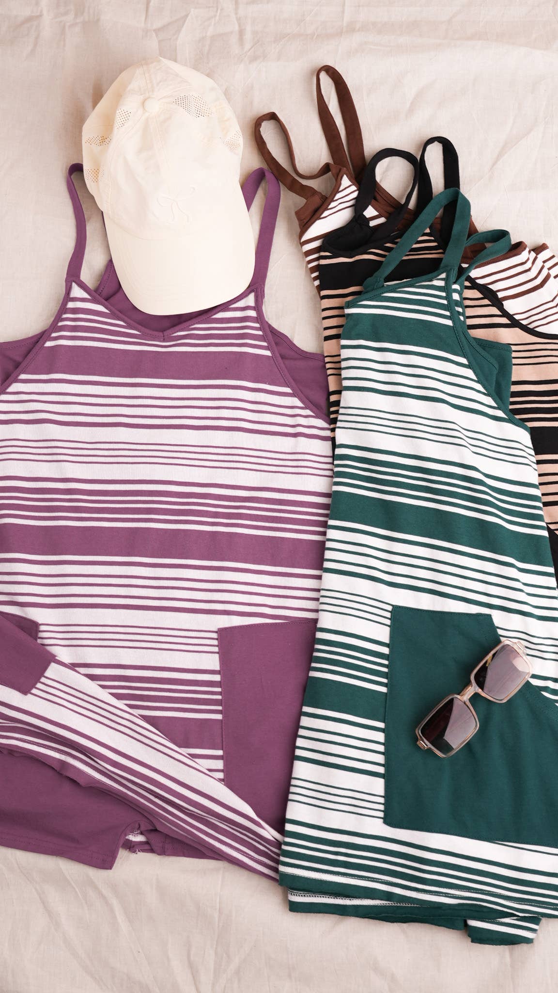 ND31600-Comfy Striped Knit Mini Dress W/ Shorts Inside - Buttercup Lynne Boutique
