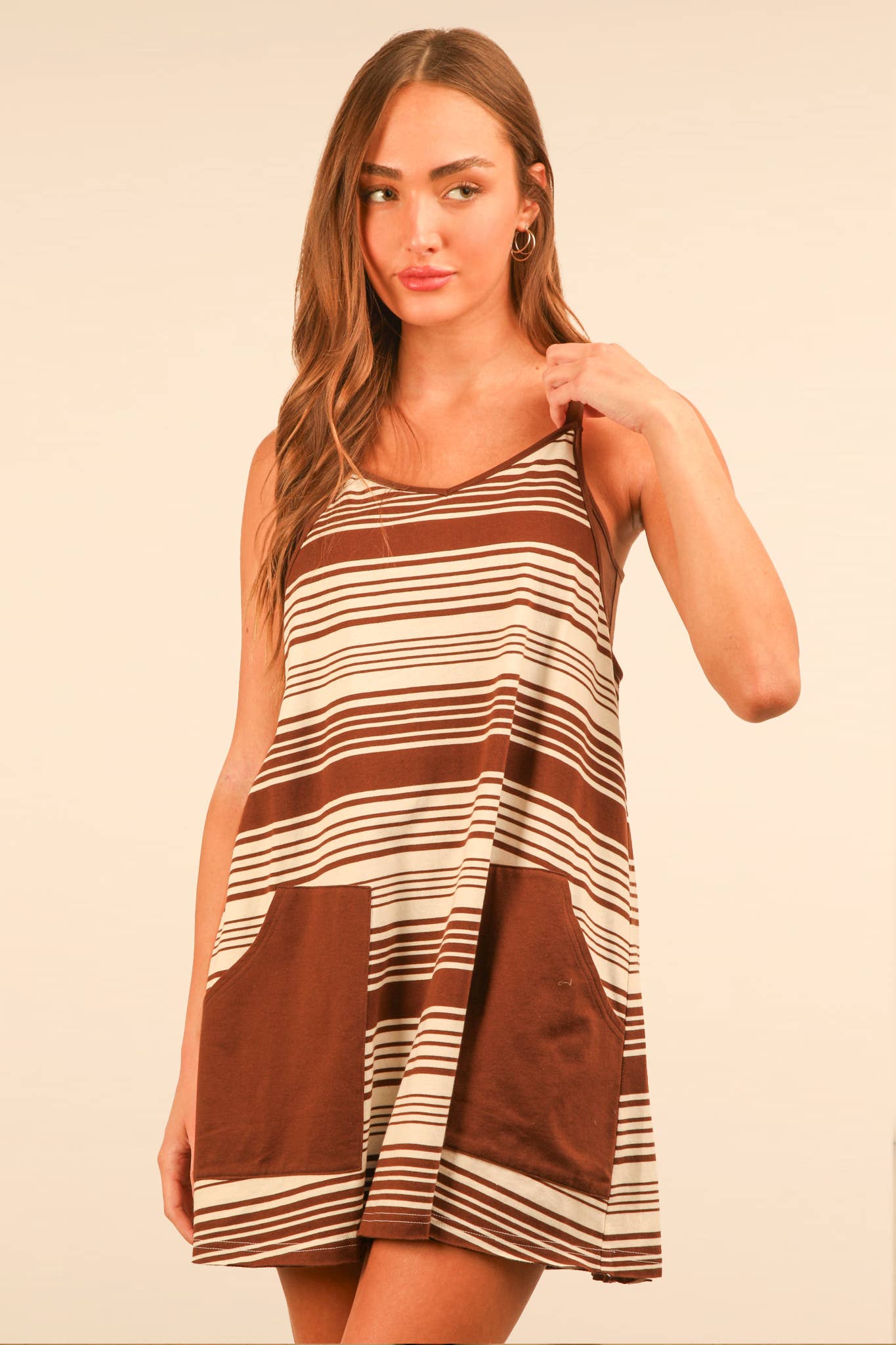 ND31600-Comfy Striped Knit Mini Dress W/ Shorts Inside - Buttercup Lynne Boutique