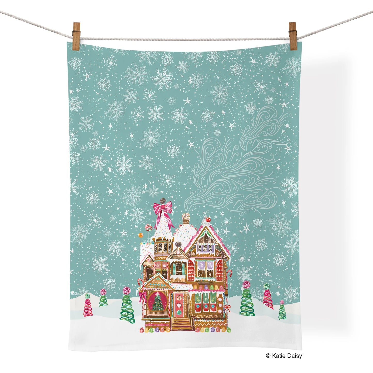 WerkShoppe Gingerbread House 100% Cotton Tea Towel
