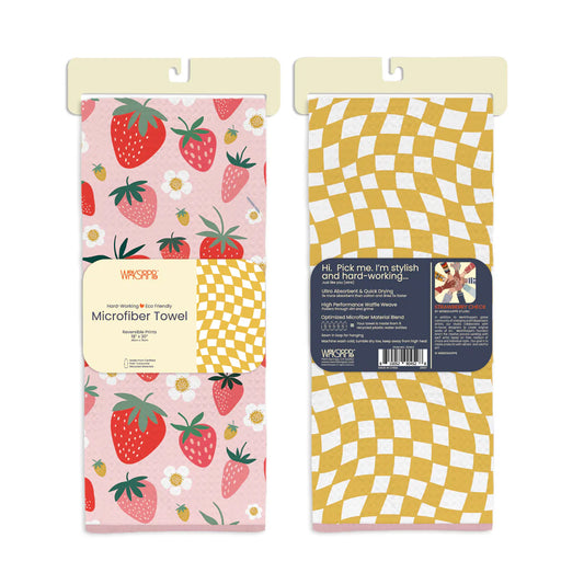 WerkShoppe Strawberry Check Microfiber Kitchen Towel