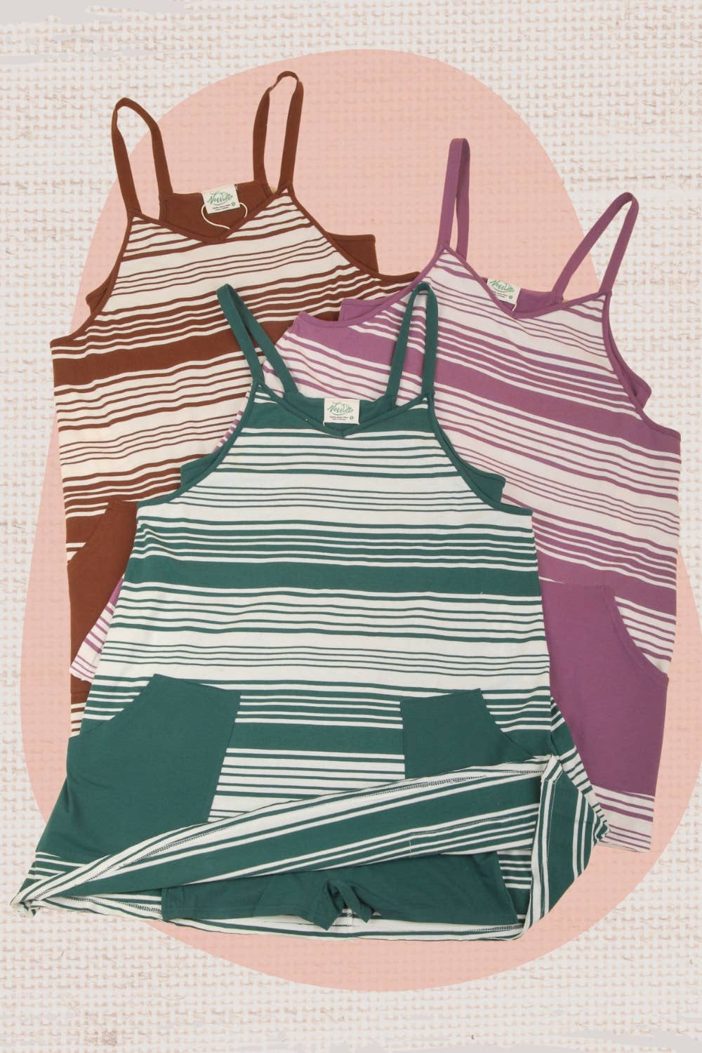 ND31600-Comfy Striped Knit Mini Dress W/ Shorts Inside - Buttercup Lynne Boutique
