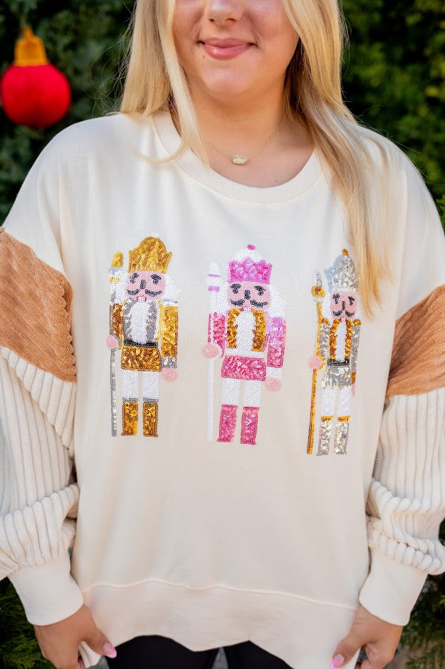 Nutcracker Season Sequined Oversized Top