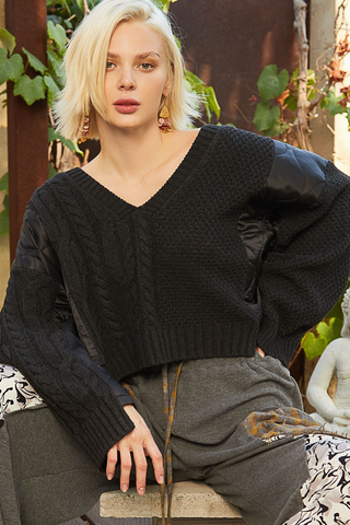 Sweet N Sassy Knit Contrast Sweater - Buttercup Lynne Boutique