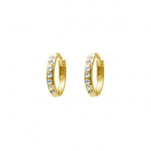 Gold One-Line Stone Huggie Earrings