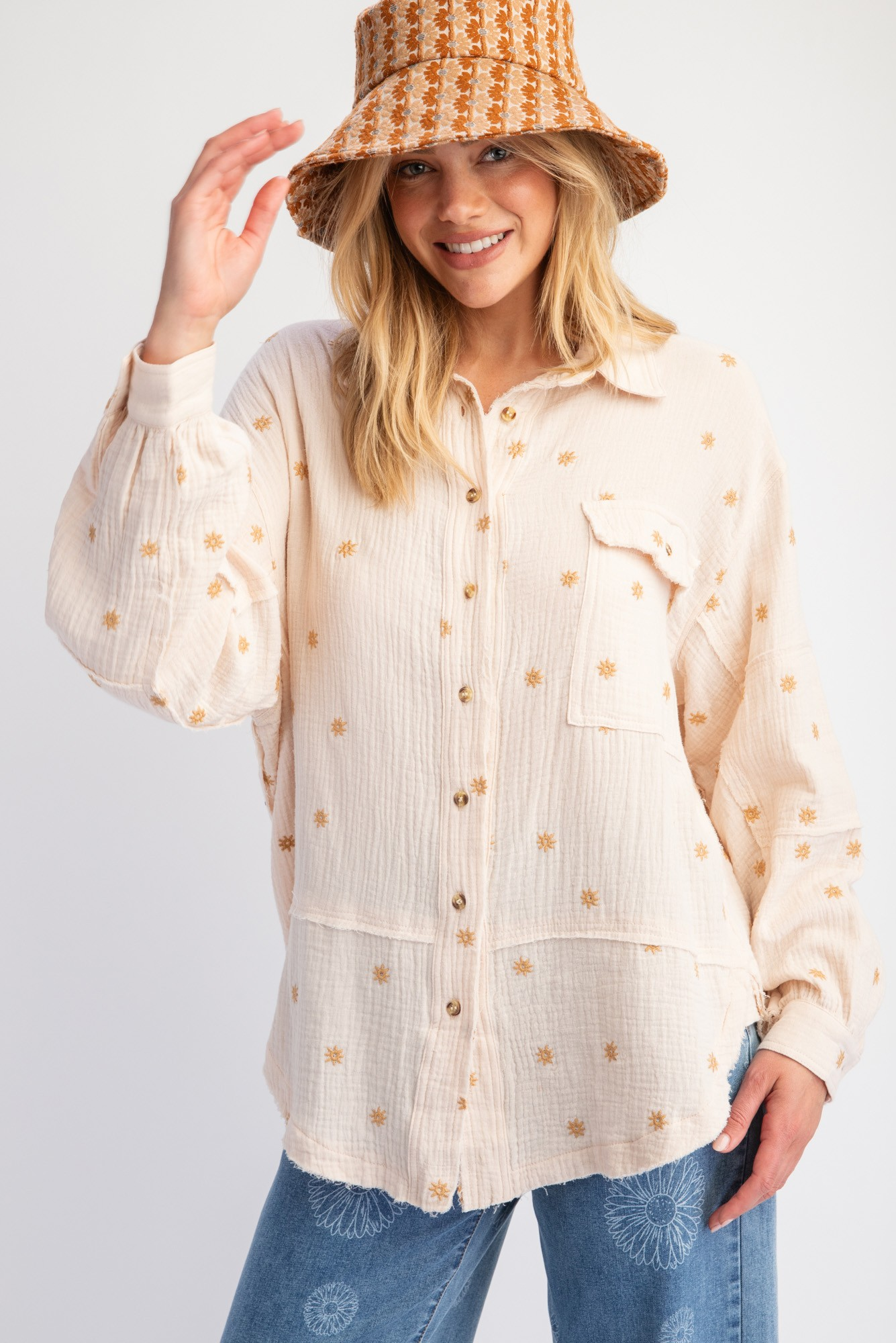 Hello Miss Daisy Button Up Top