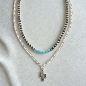 Cactus Turquoise Layered Necklace – Cowgirl Chrome Style | Buttercup Lynne - Buttercup Lynne Boutique