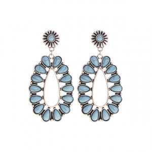 Natural Stone Oval Drop Earrings – Cowgirl Chrome Glam | Buttercup Lynne - Buttercup Lynne Boutique