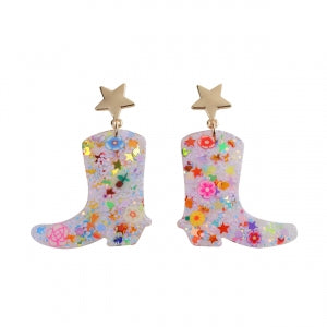White Multi Cowboy Boot Stud Earrings | Buttercup Lynne - Buttercup Lynne Boutique