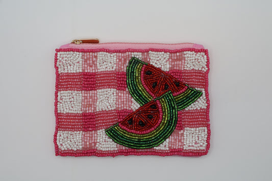 Watermelon Slice Beaded Coin Pouch - Buttercup Lynne Boutique