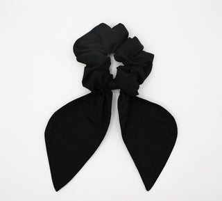 Golden Lily black satin scrunchie with long flowing bow tails