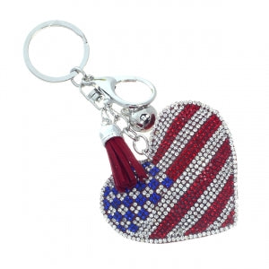 Crystal Keychain American Heart - Buttercup Lynne Boutique