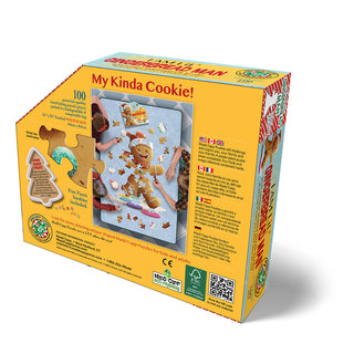 Back of Madd Capp I Am Lil' Gingerbread Man 100-piece puzzle box on white background