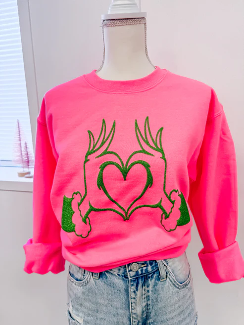 Heart Of Mischief Glitter Puff Print Sweatshirt