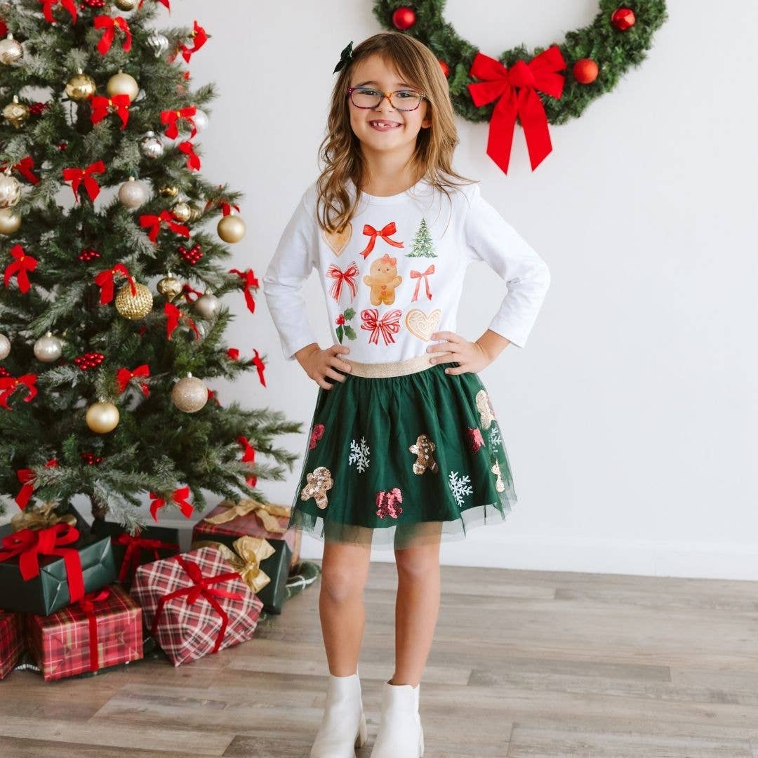 Gingerbread Joy Sequin Christmas Tutu - Kids Clothing - Sweet Wink