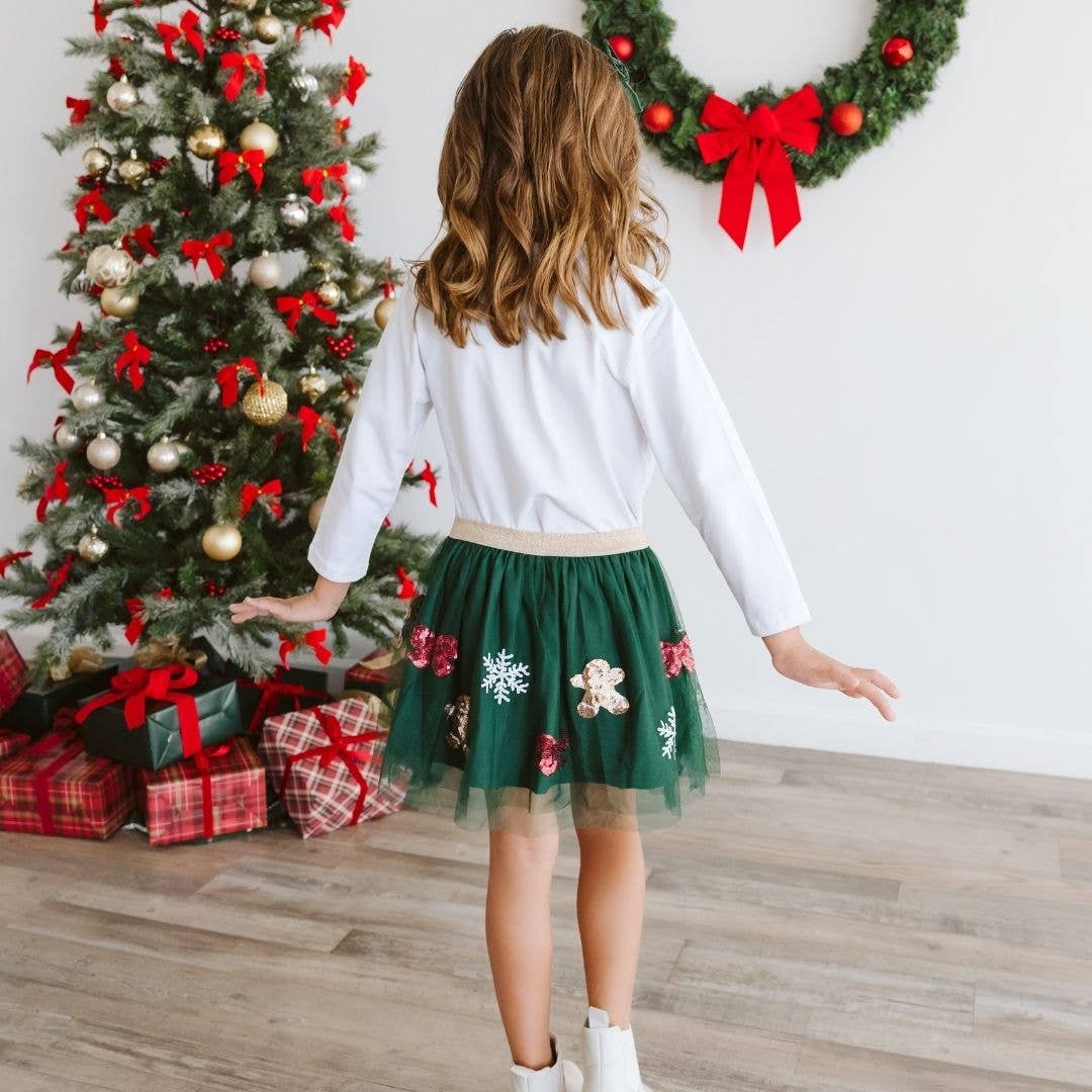 Gingerbread Joy Sequin Christmas Tutu - Kids Clothing - Sweet Wink
