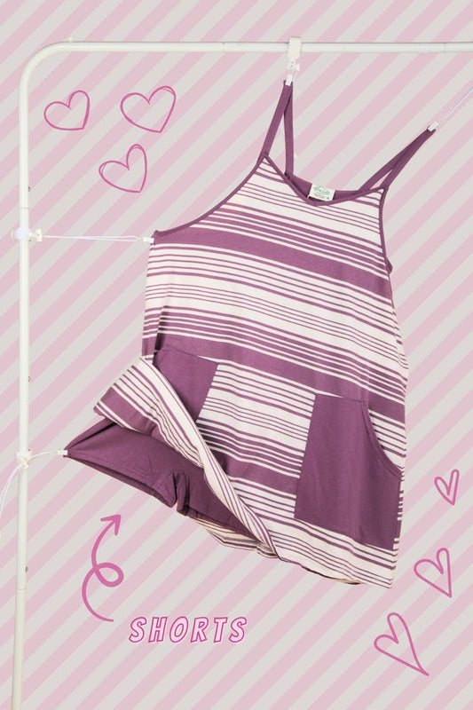 ND31600-Comfy Striped Knit Mini Dress W/ Shorts Inside - Buttercup Lynne Boutique