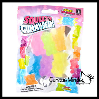 Curious Minds Toys - 1 Bag of 6 Gummy Bear Squishy Mochi Fidget - Cute Animal