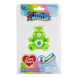 World's Smallest Care Bears Stretchies green Good Luck Bear in clear packaging