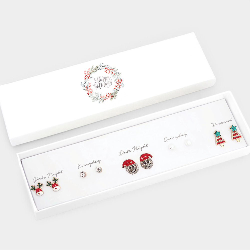 Smiley Santa Hat Earrings Gift Set