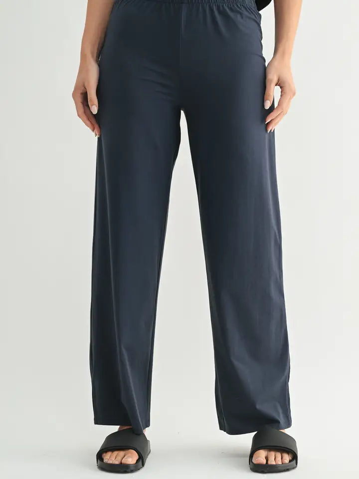 mono b - Air Essentials Foldover Waist Wide Leg Lounge Pants - Buttercup Lynne Boutique