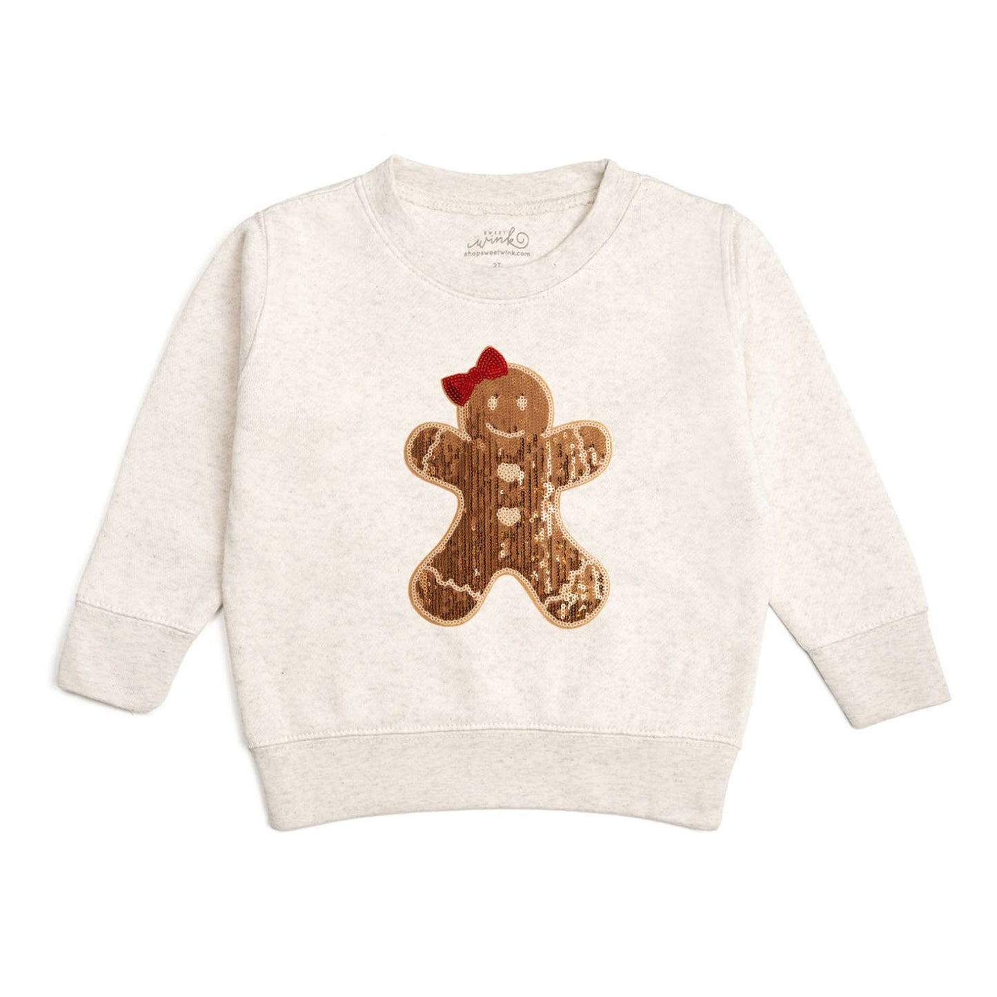 Gingerbread Sequin Patch Sweatshirt Girls - Sweet Wink