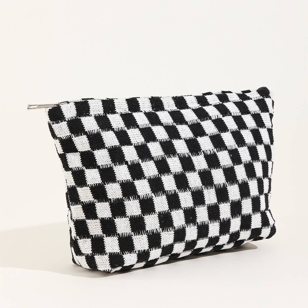 Checkered Cosmetic Makeup Pouch Clutch Bag